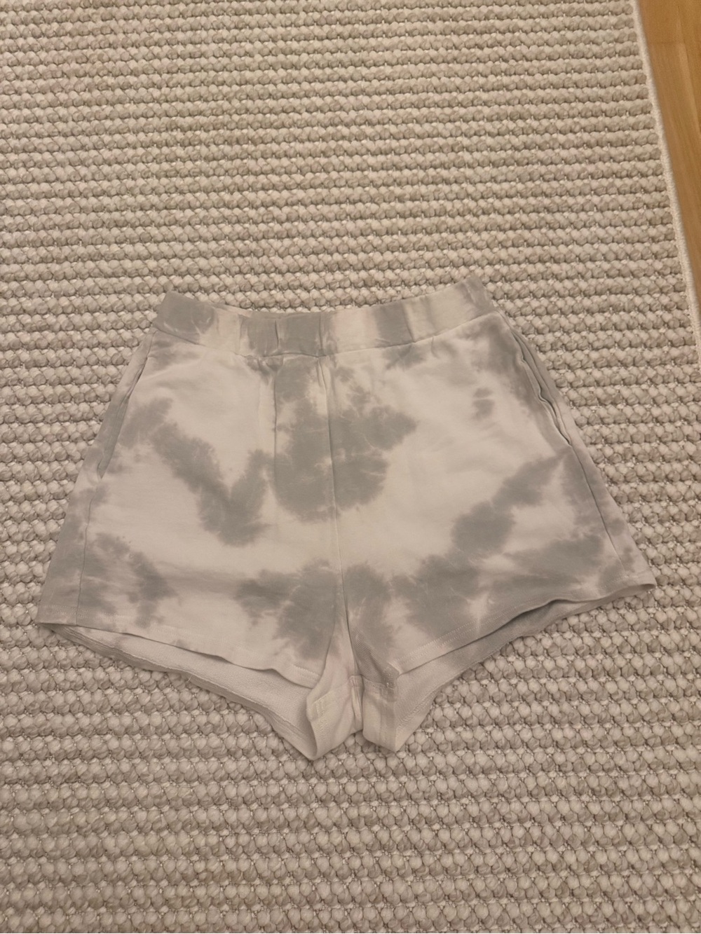 Zara Gray and White Tie-Dye High-Waist Athletic Shorts